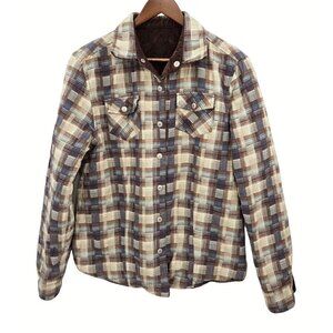 Guide Series Shirt Jacket Shacket REVERSIBLE Womens Sz M Brown Plaid Flannel